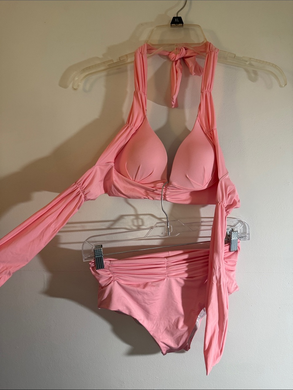 Soft Pink Halter Tie Two-Piece Bikini